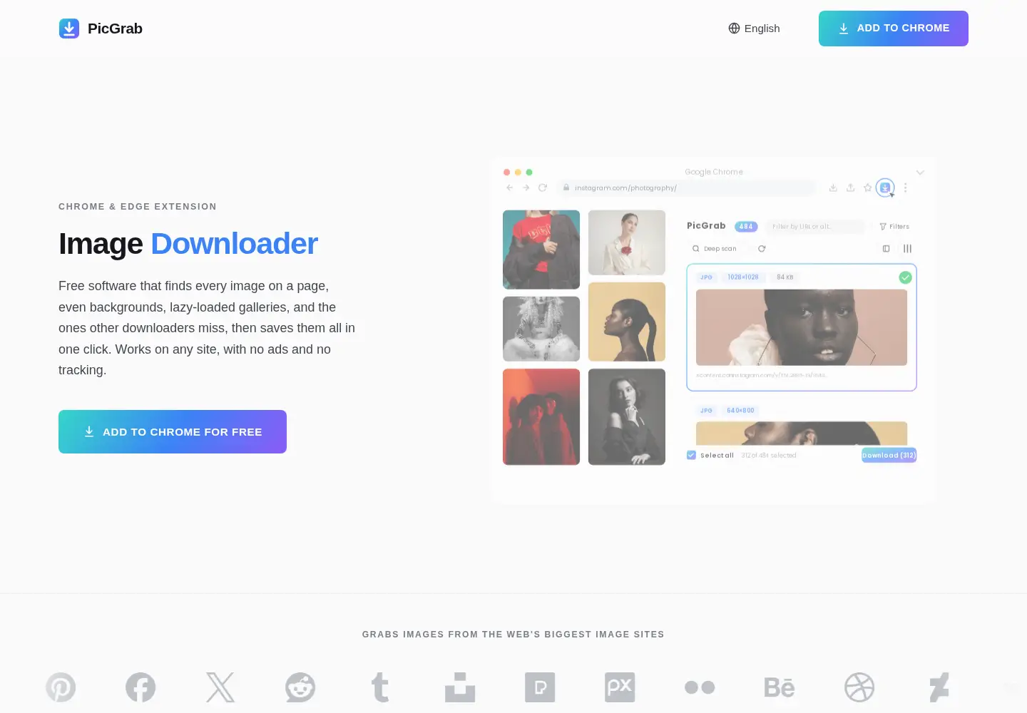 Captured homepage of imagedownloader.us in the current scan