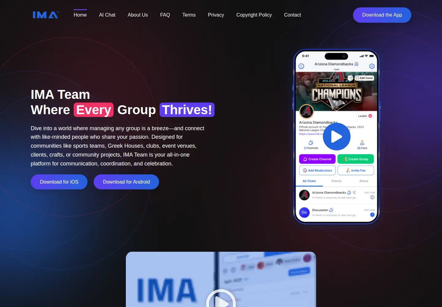 Screenshot of imateam.us