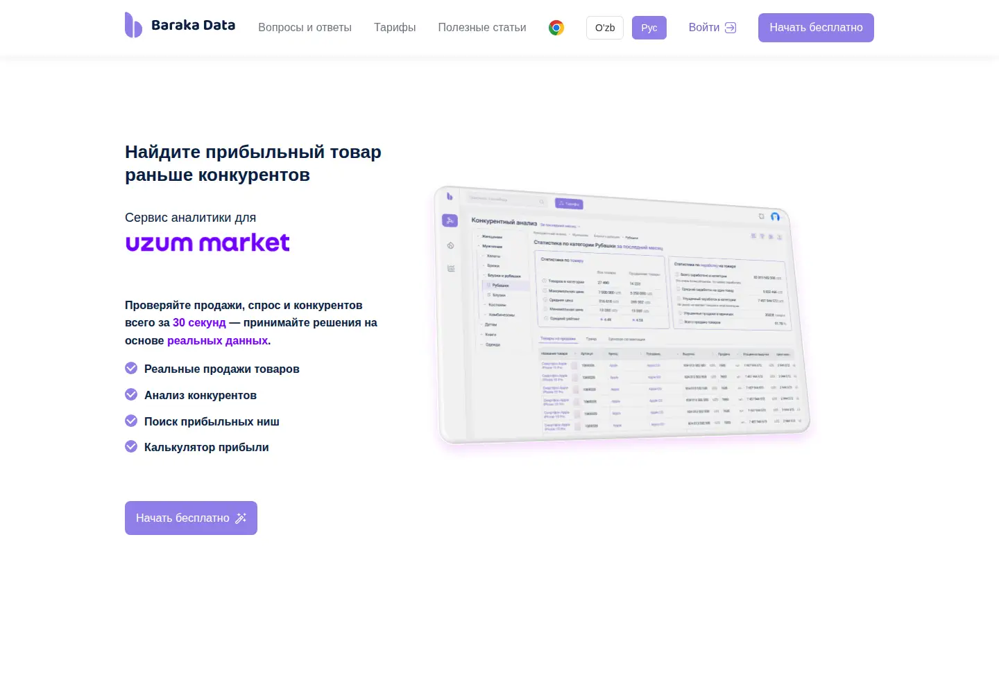Screenshot of barakadata.uz