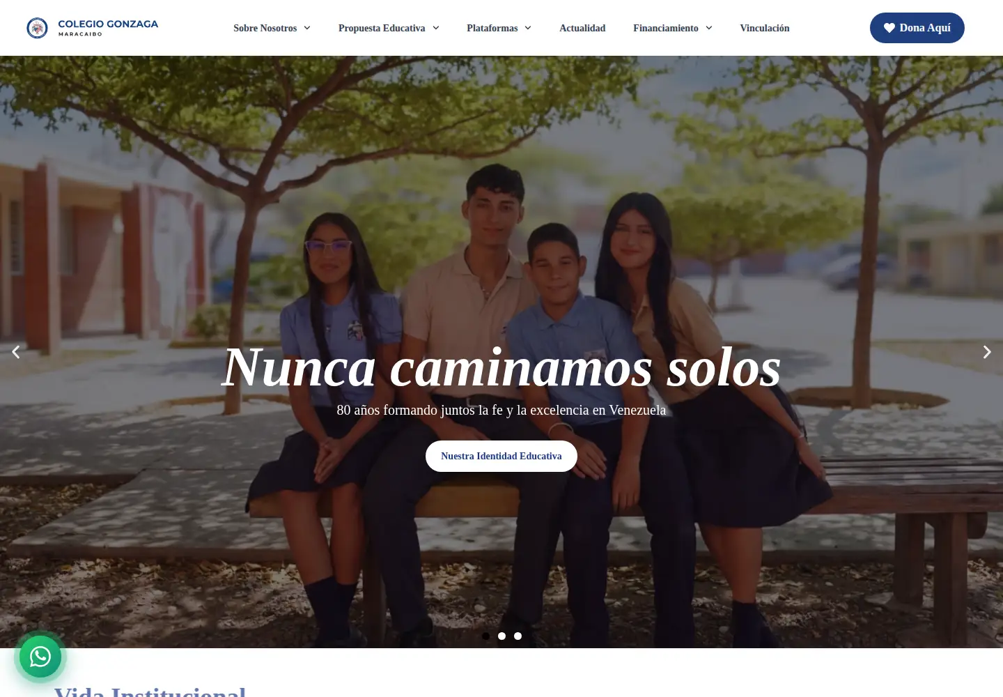 Screenshot of colegiogonzaga.org.ve