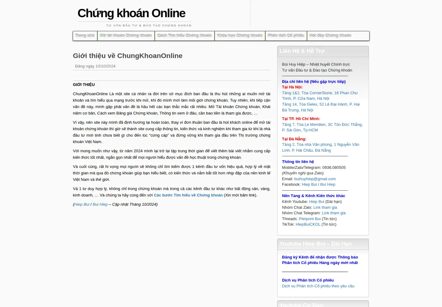 Captured homepage of chungkhoanonline.com.vn in the current scan
