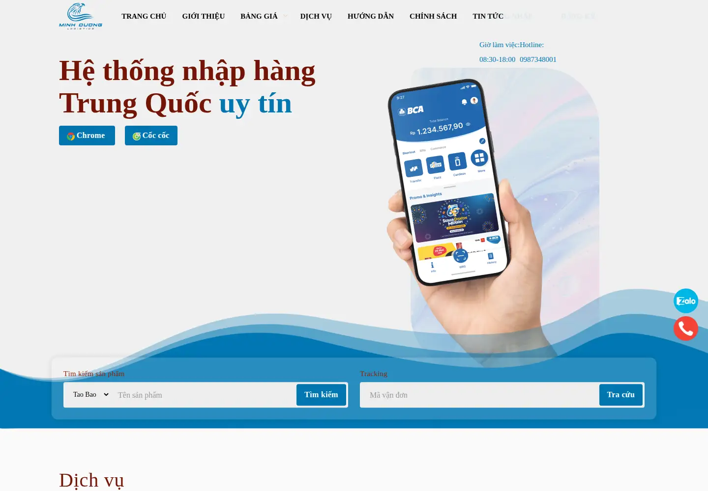Screenshot of minhduonglogistics.vn