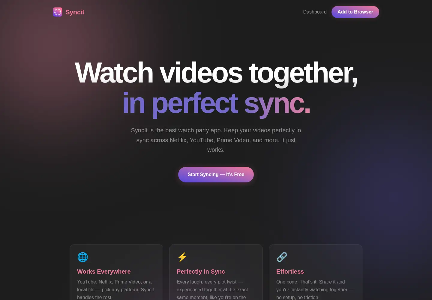 Screenshot of syncit.watch