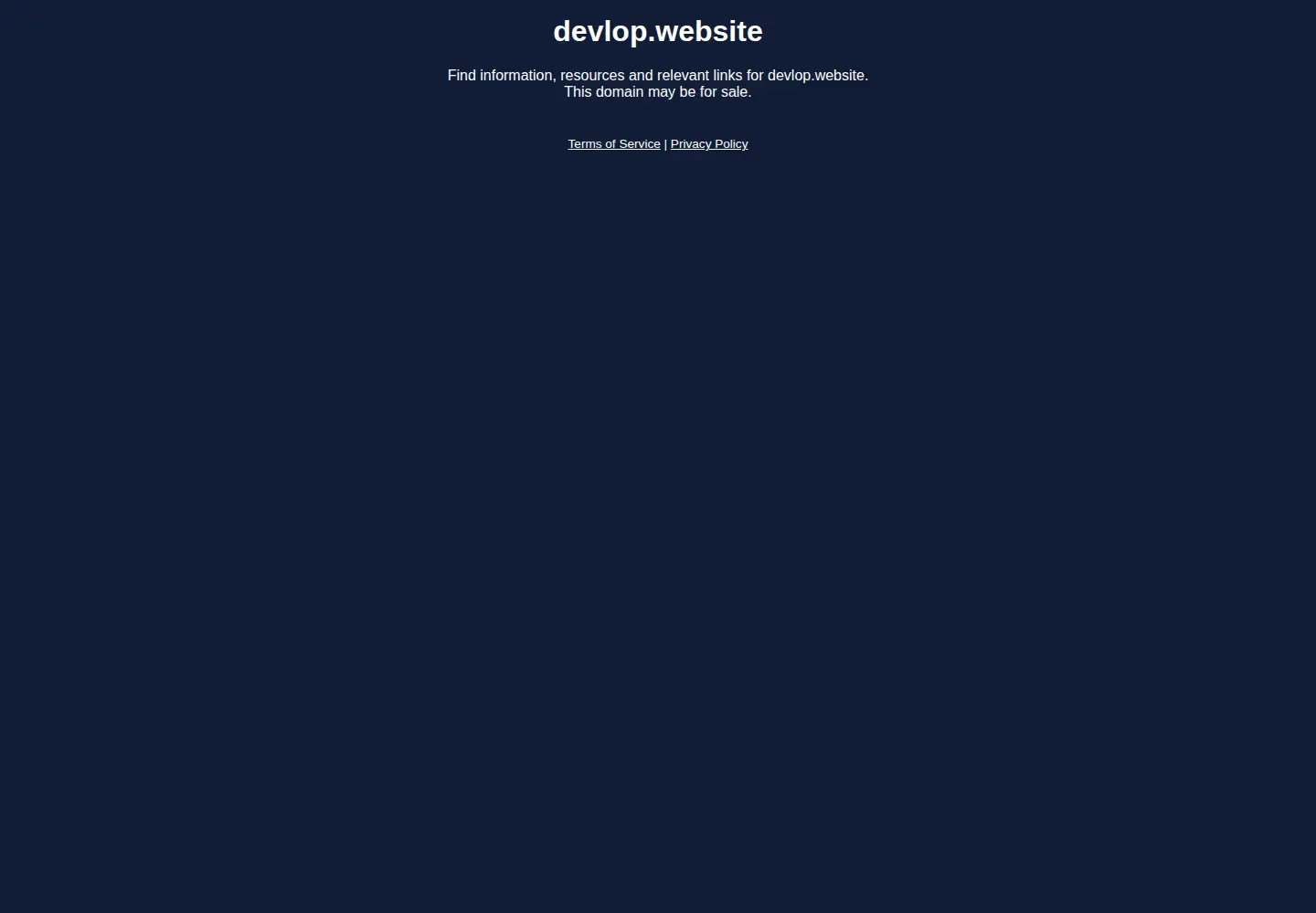 Captured homepage of devlop.website in the current scan