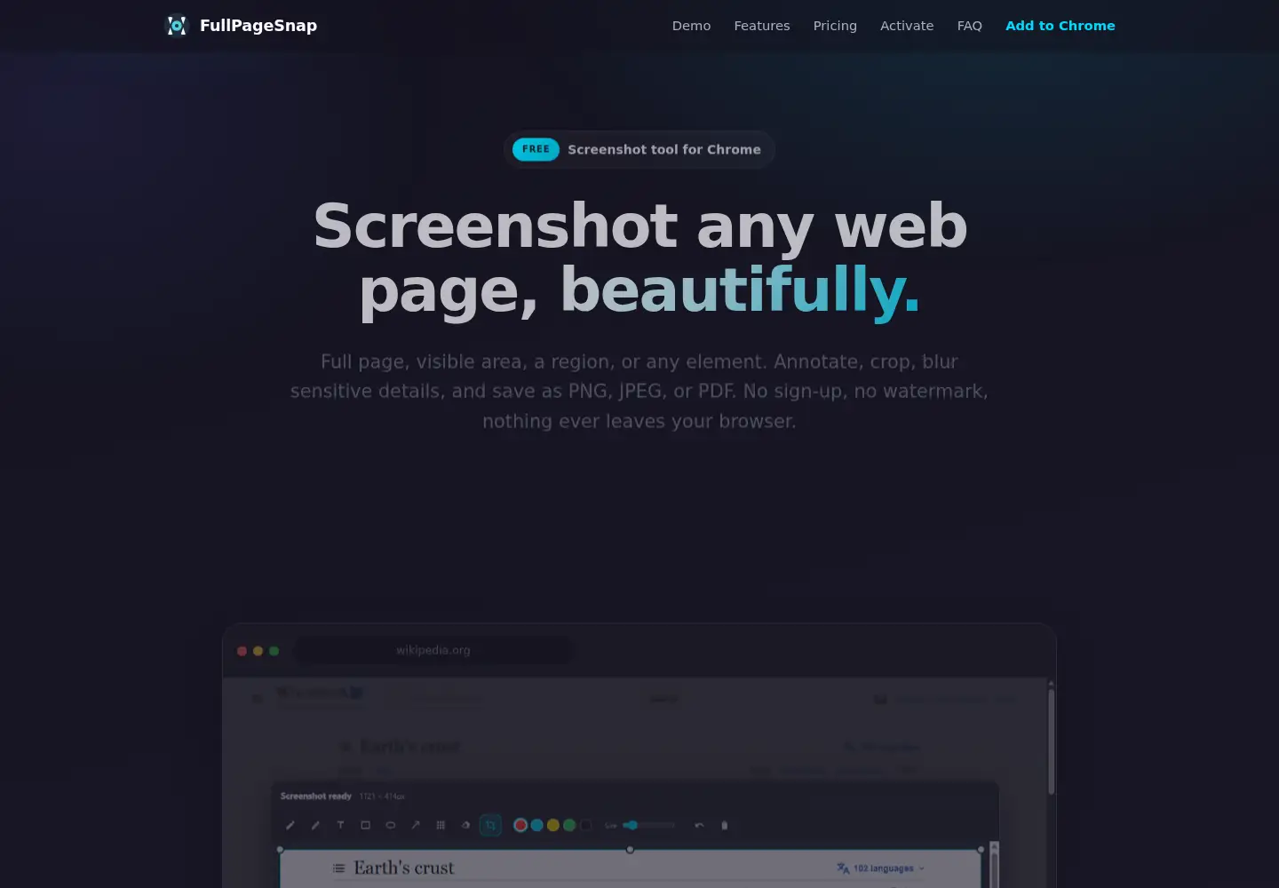 Captured homepage of fullpagesnap.win in the current scan