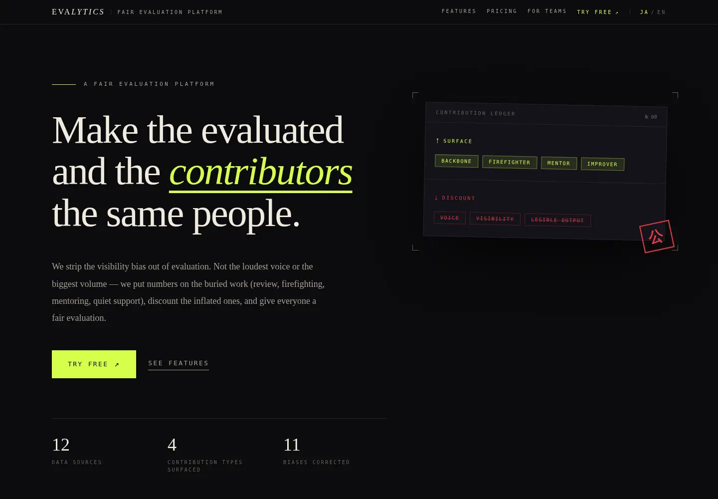 Screenshot of evalytics.work