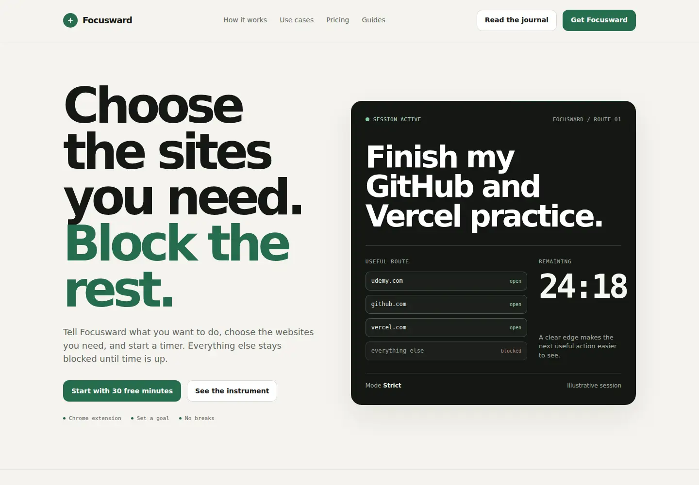 Screenshot of focusward.work