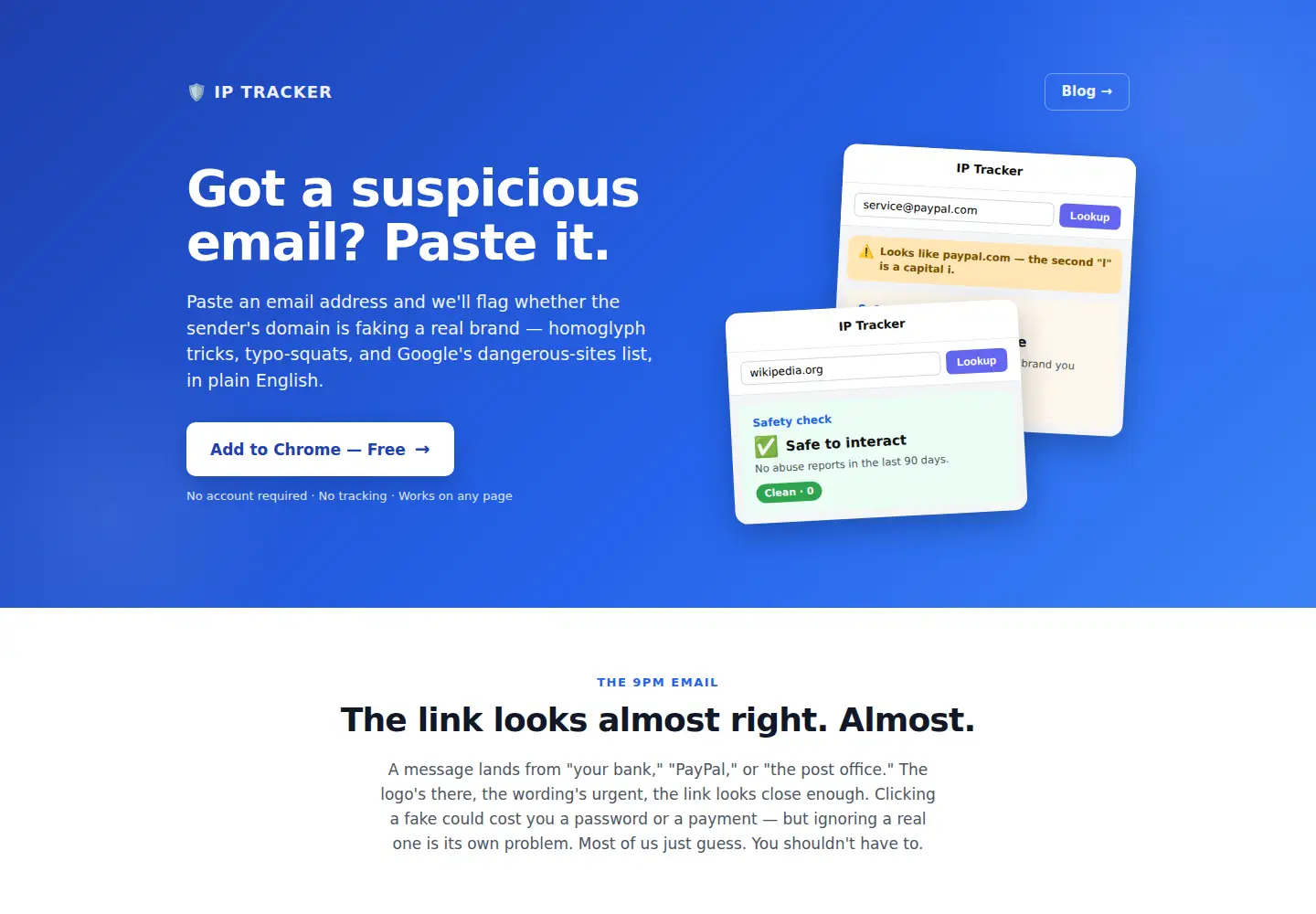 Captured homepage of iptracker.work in the current scan