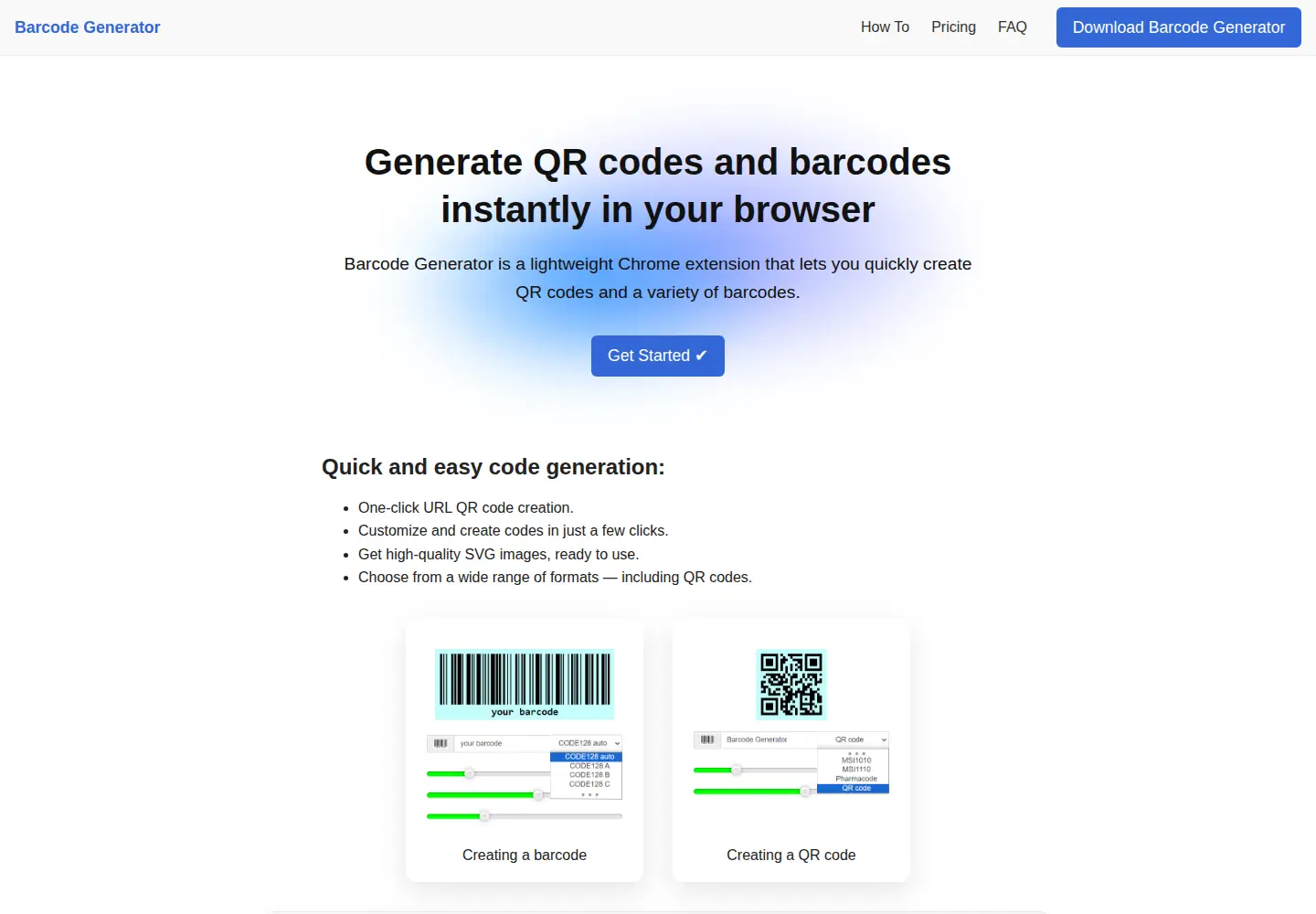 Screenshot of barcode-generator.xyz