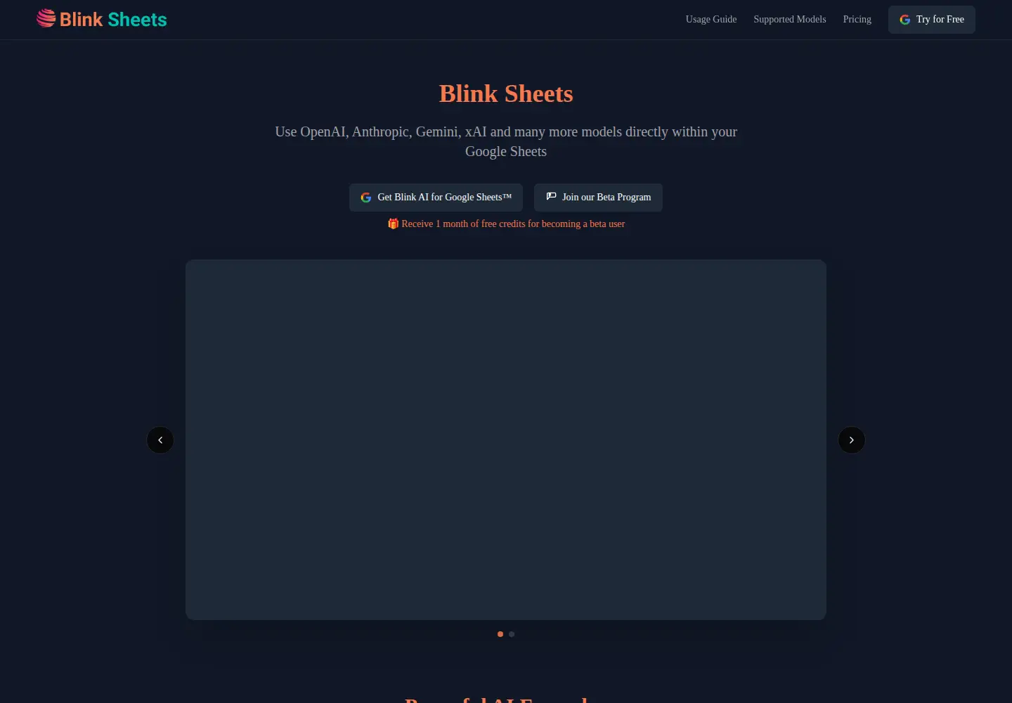 Screenshot of blinksheets.xyz