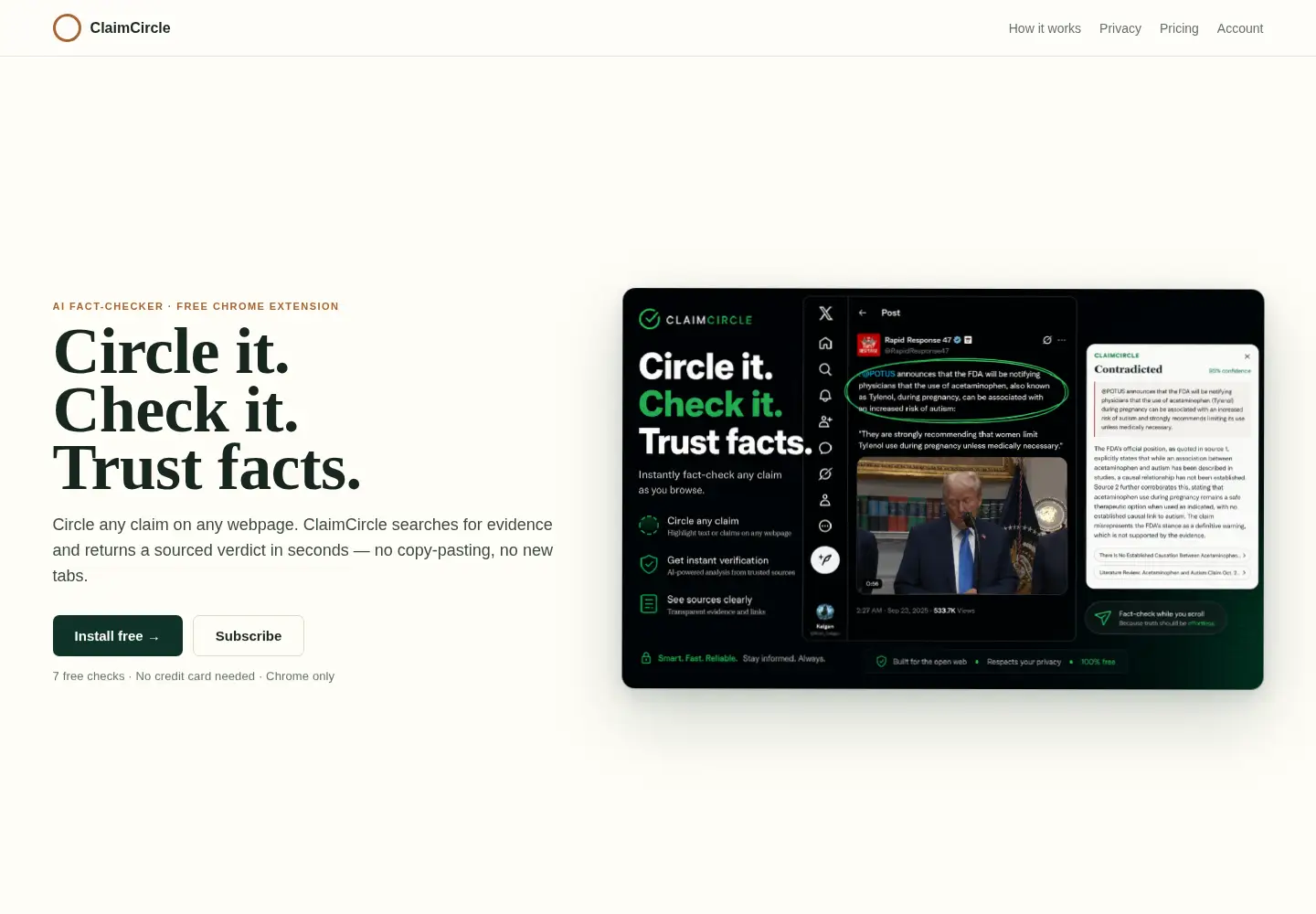 Captured homepage of claimcircle.xyz in the current scan