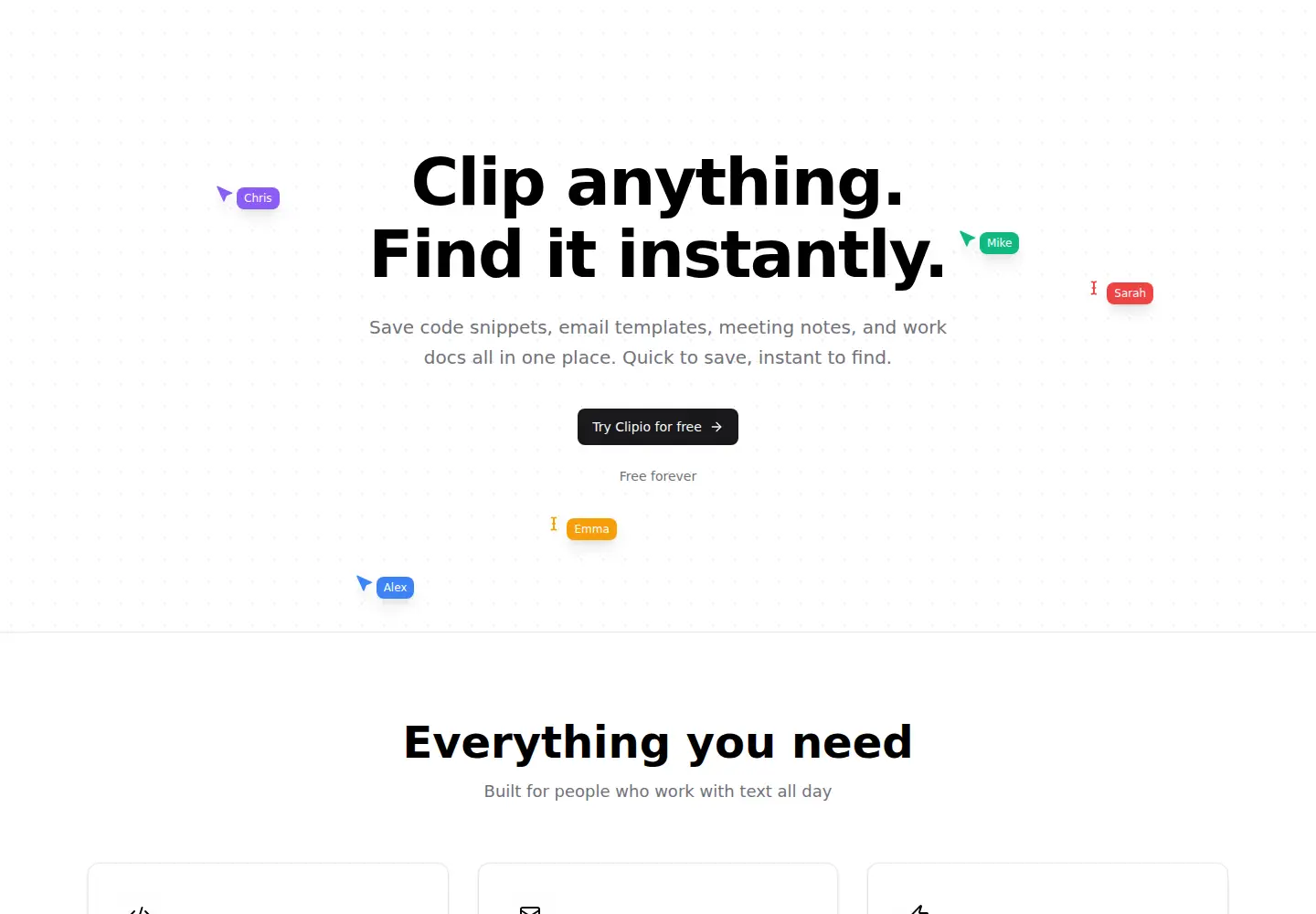 Screenshot of clipio.xyz