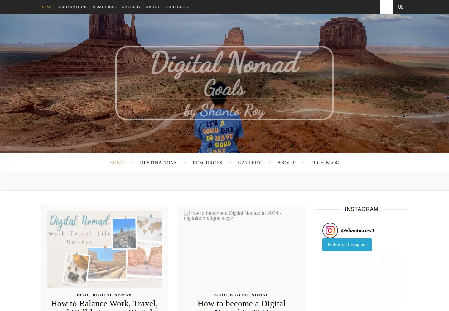 Screenshot of digitalnomadgoals.xyz