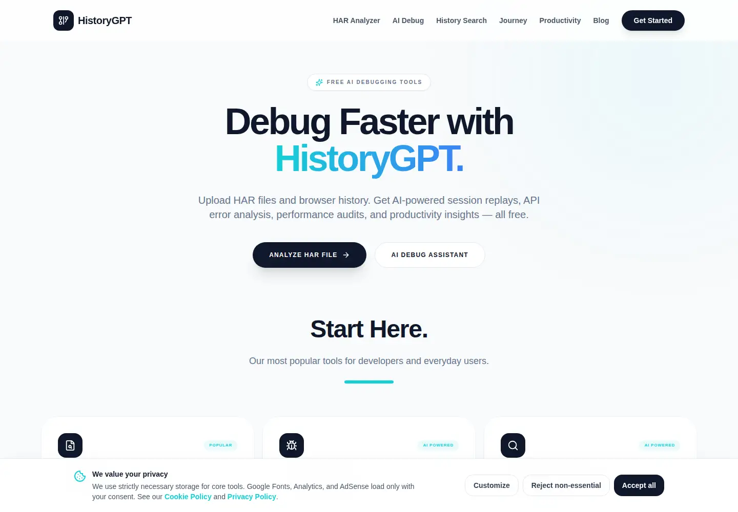 Captured homepage of historygpt.xyz in the current scan
