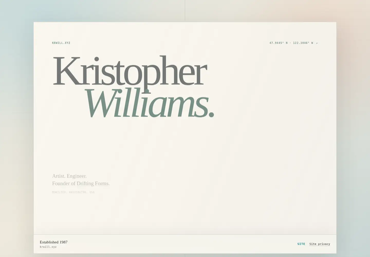 Screenshot of krwill.xyz