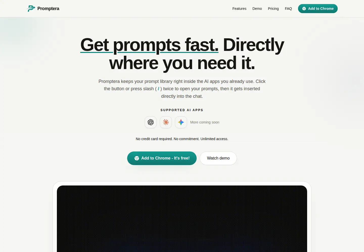 Captured homepage of promptera.xyz in the current scan