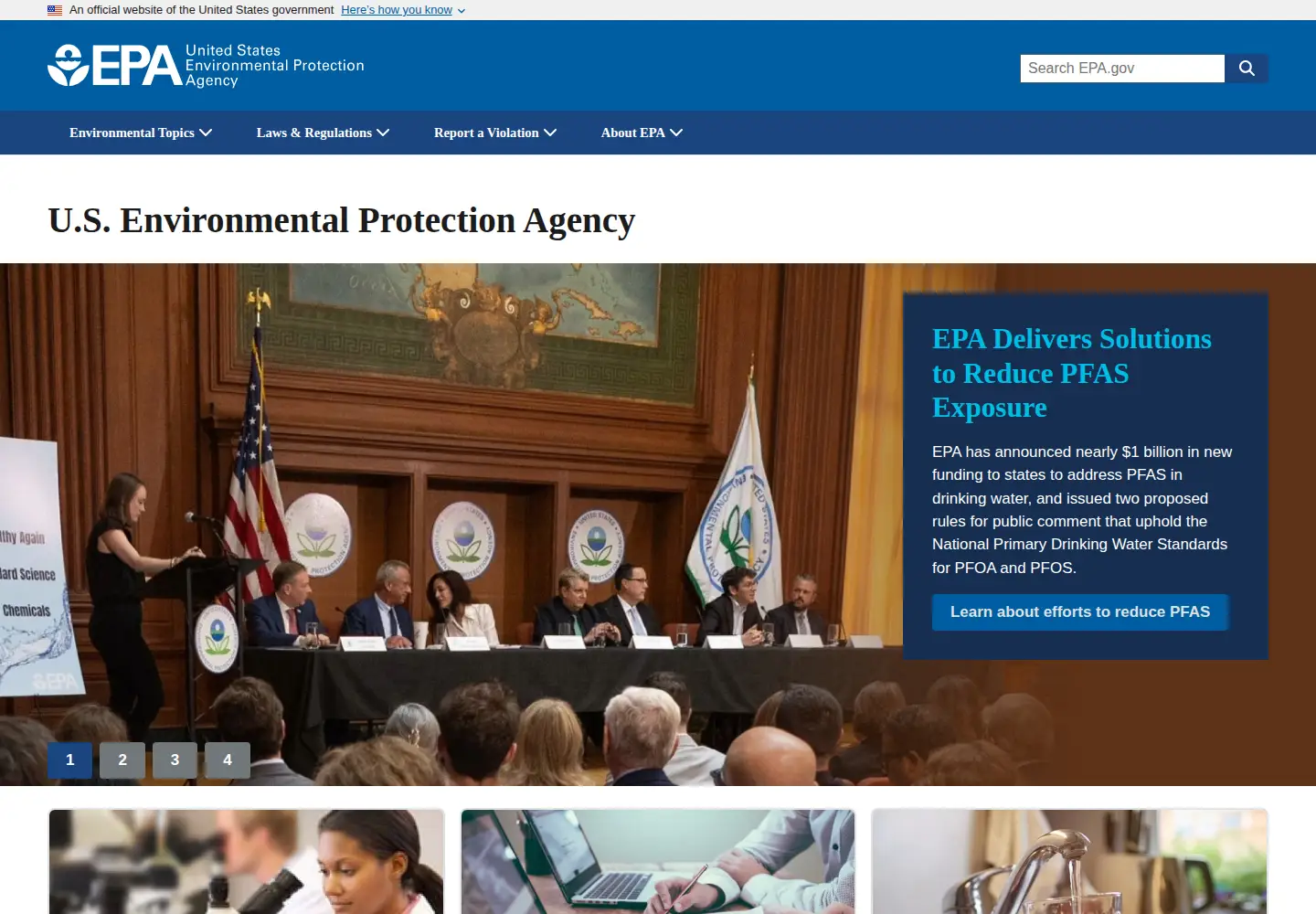 Screenshot of epa.gov