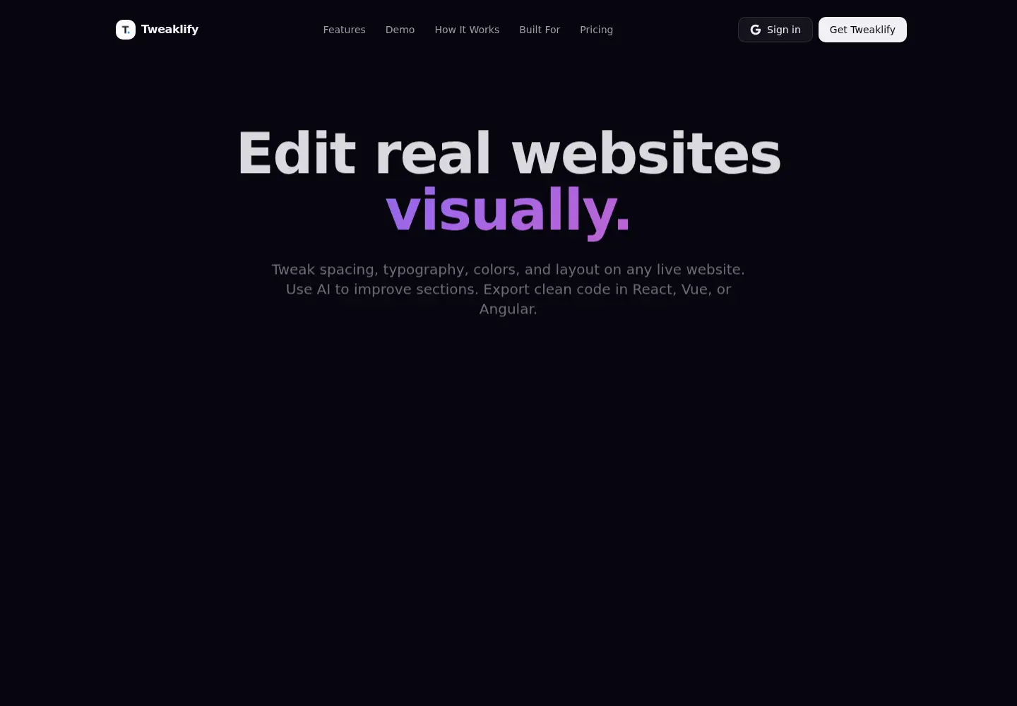 Screenshot of tweaklify.xyz