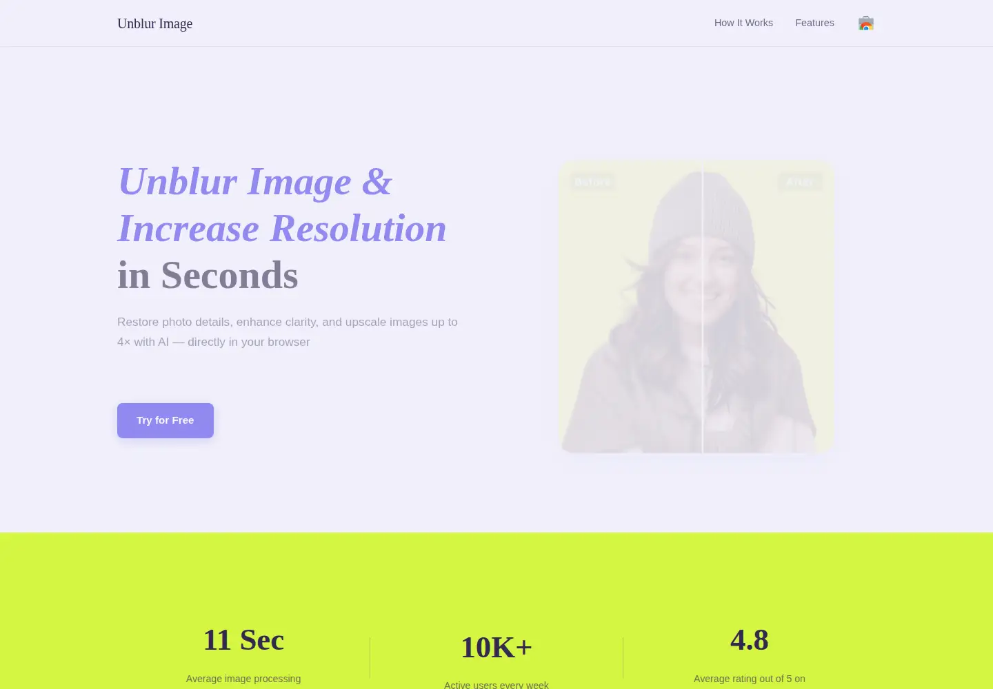 Screenshot of unblurimage.xyz