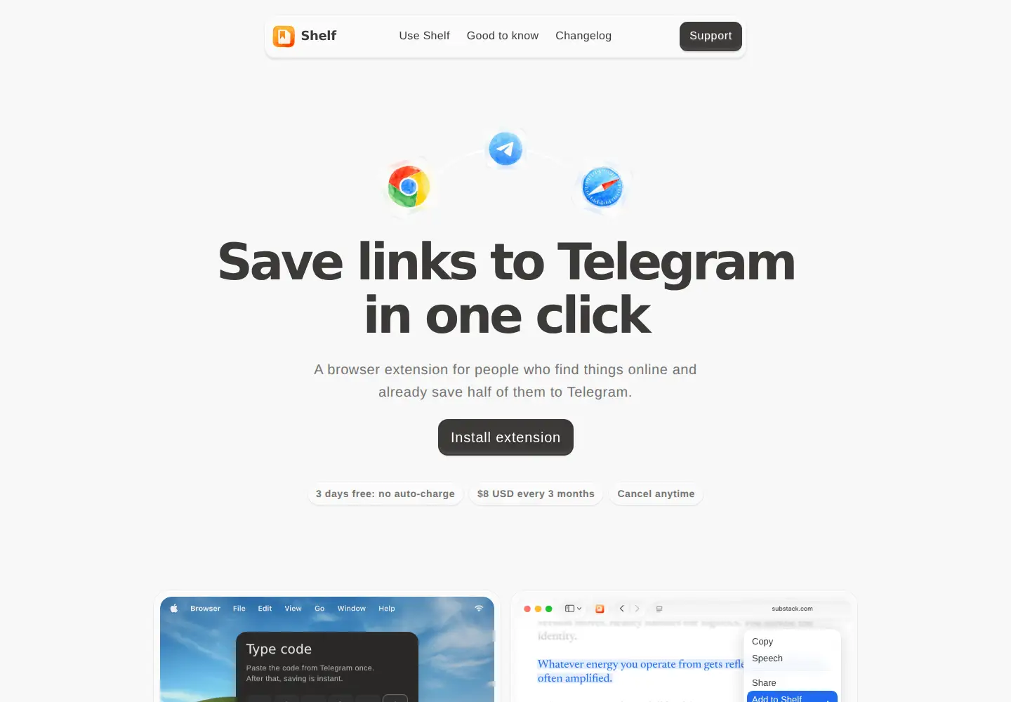Captured homepage of useshelf.xyz in the current scan