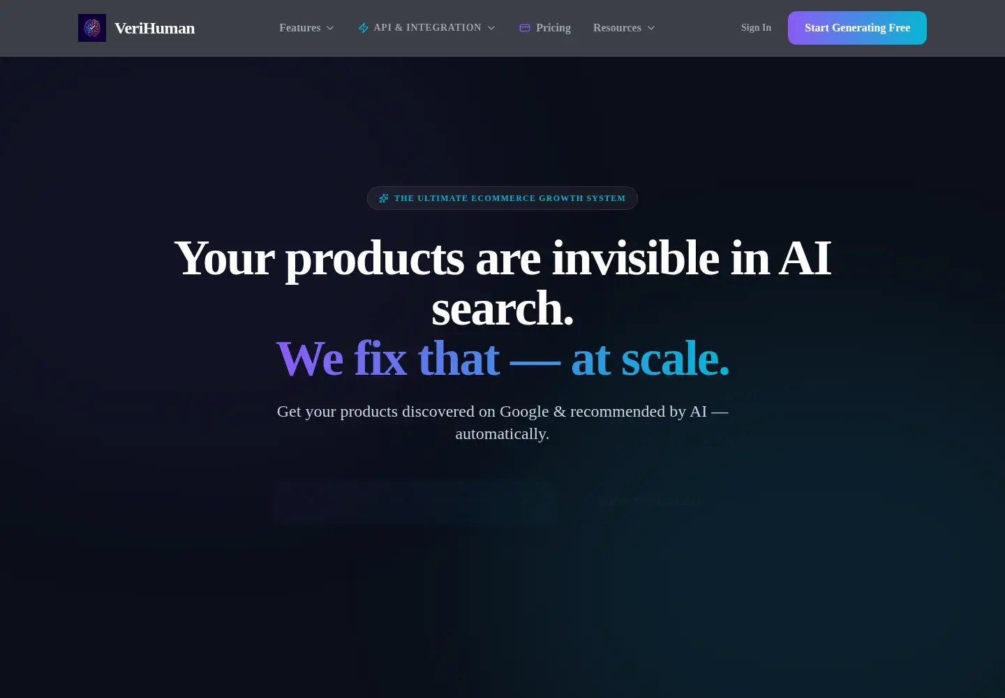 Captured homepage of verihuman.xyz in the current scan