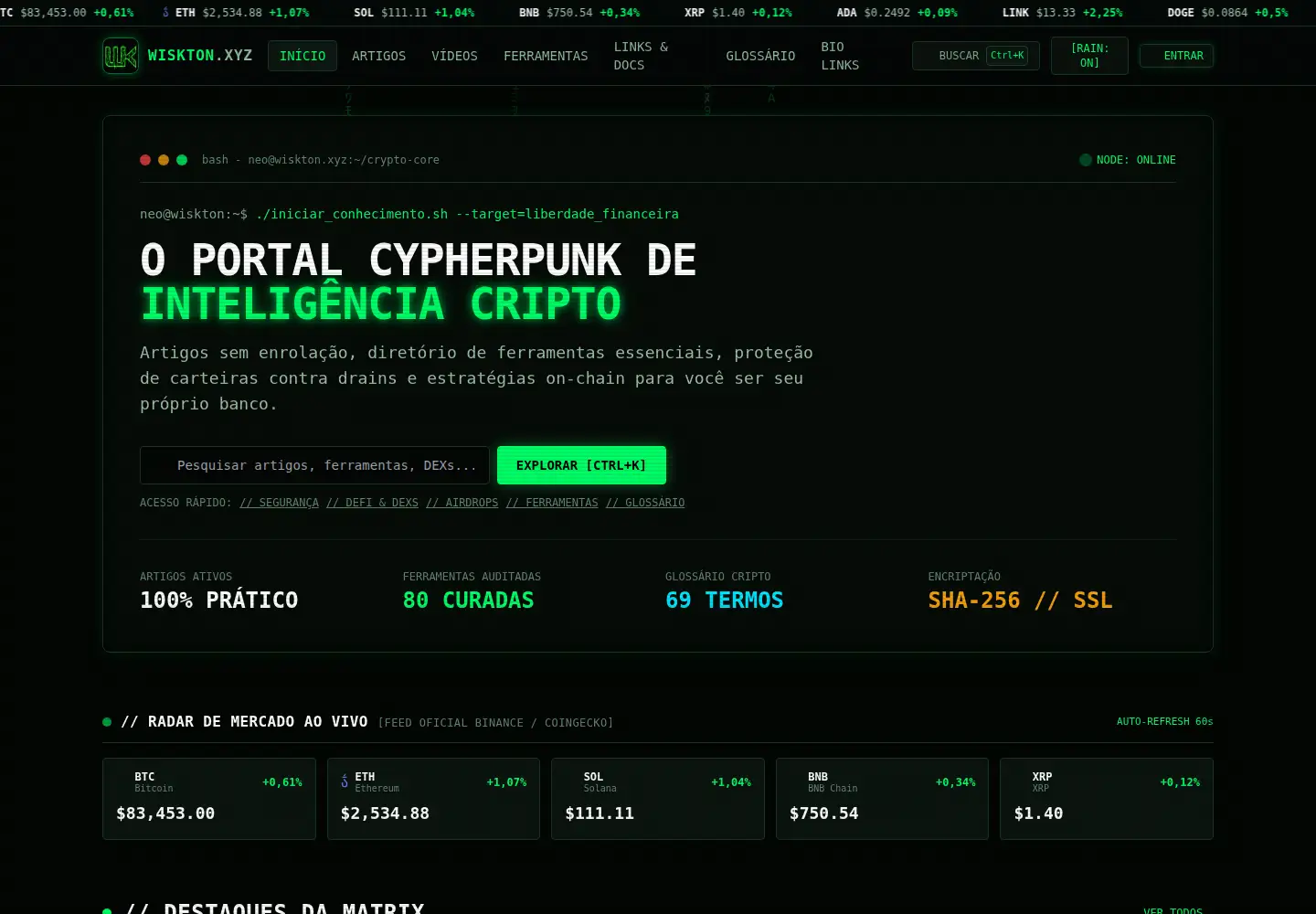 Captured homepage of wiskton.xyz in the current scan