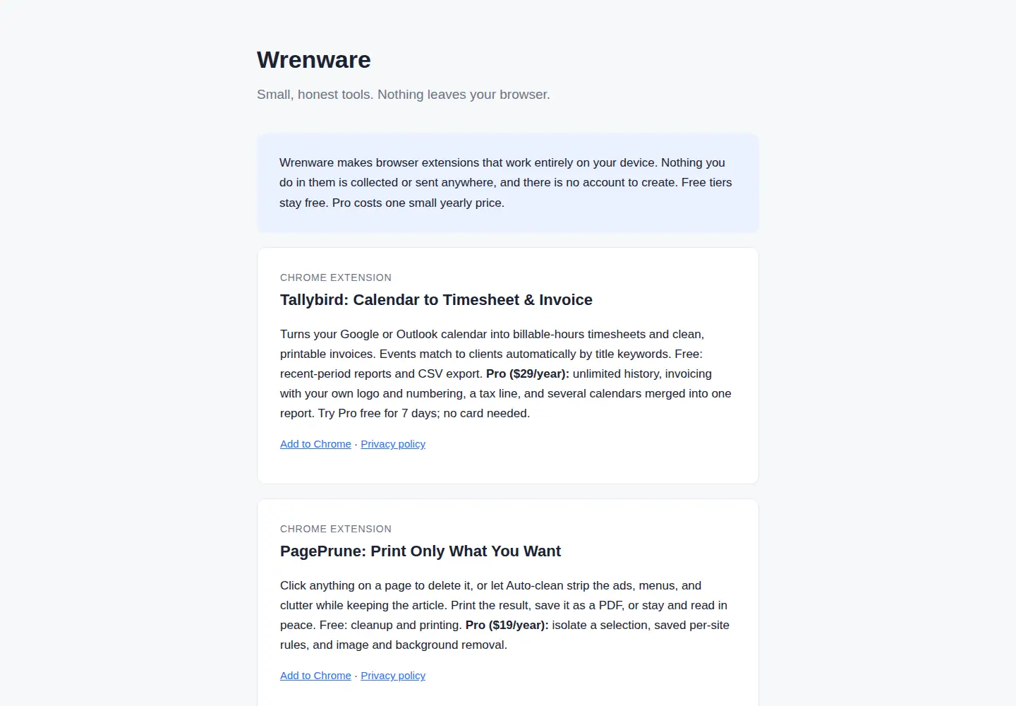 Screenshot of wrenware.xyz