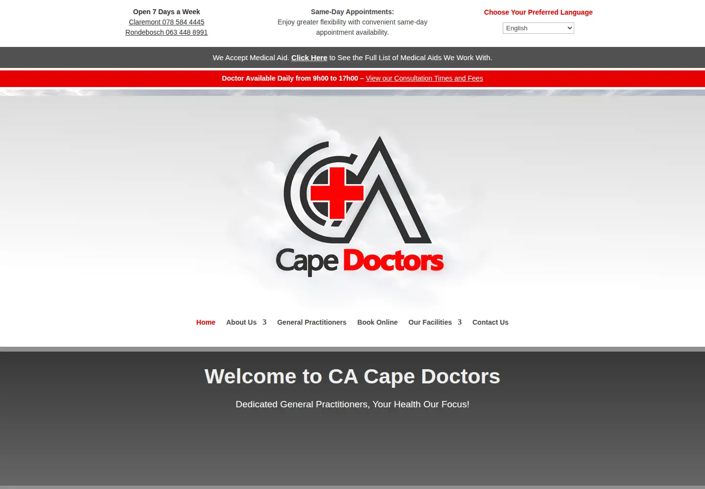 Captured homepage of capedoctors.co.za in the current scan