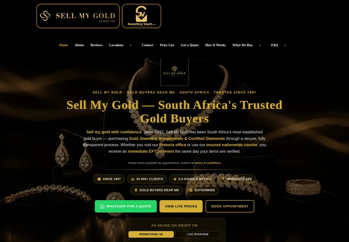 Screenshot of sellmygold.co.za