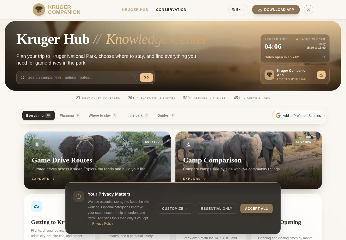 Screenshot of tusker-trails.co.za
