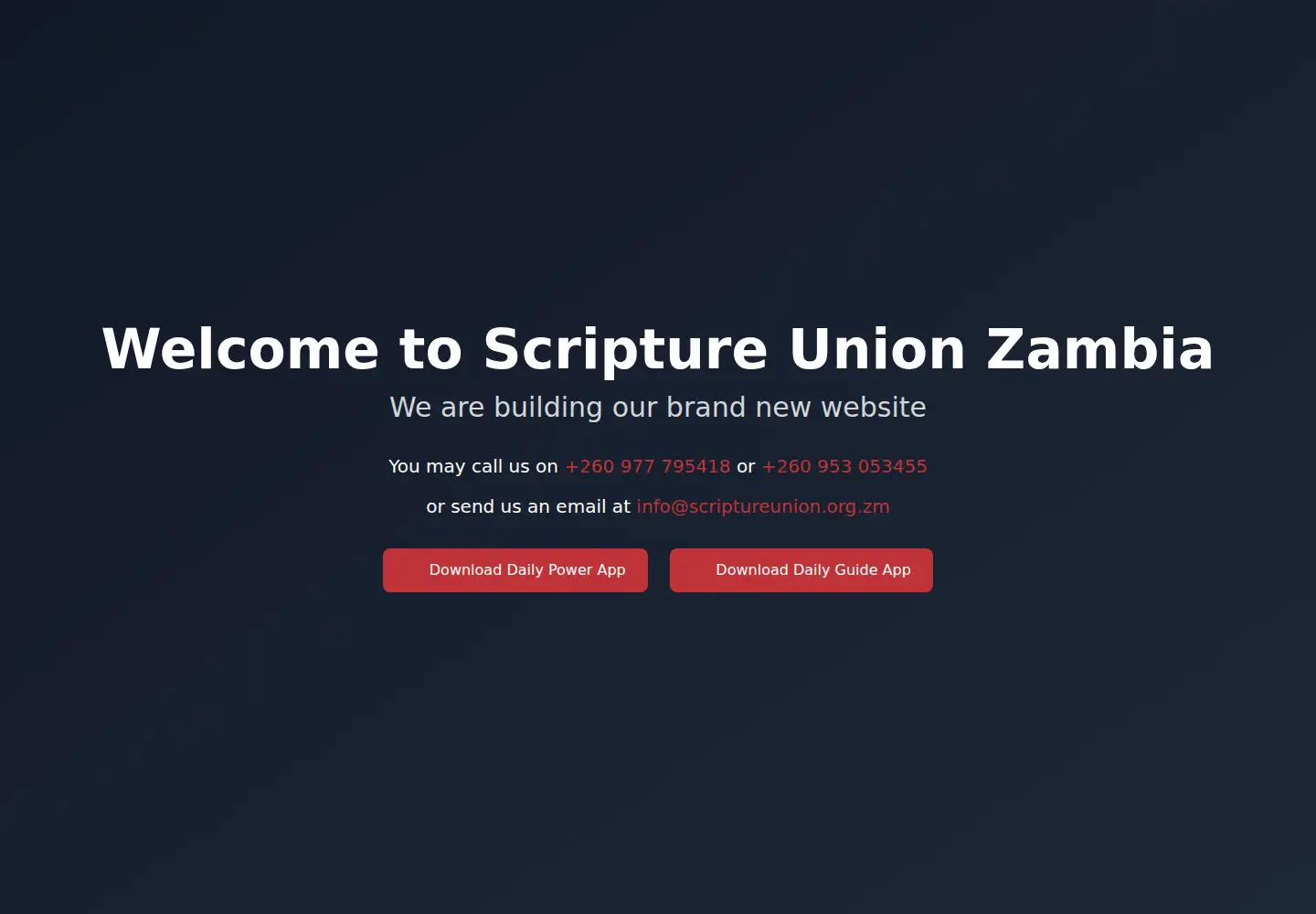 Captured homepage of scriptureunion.org.zm in the current scan