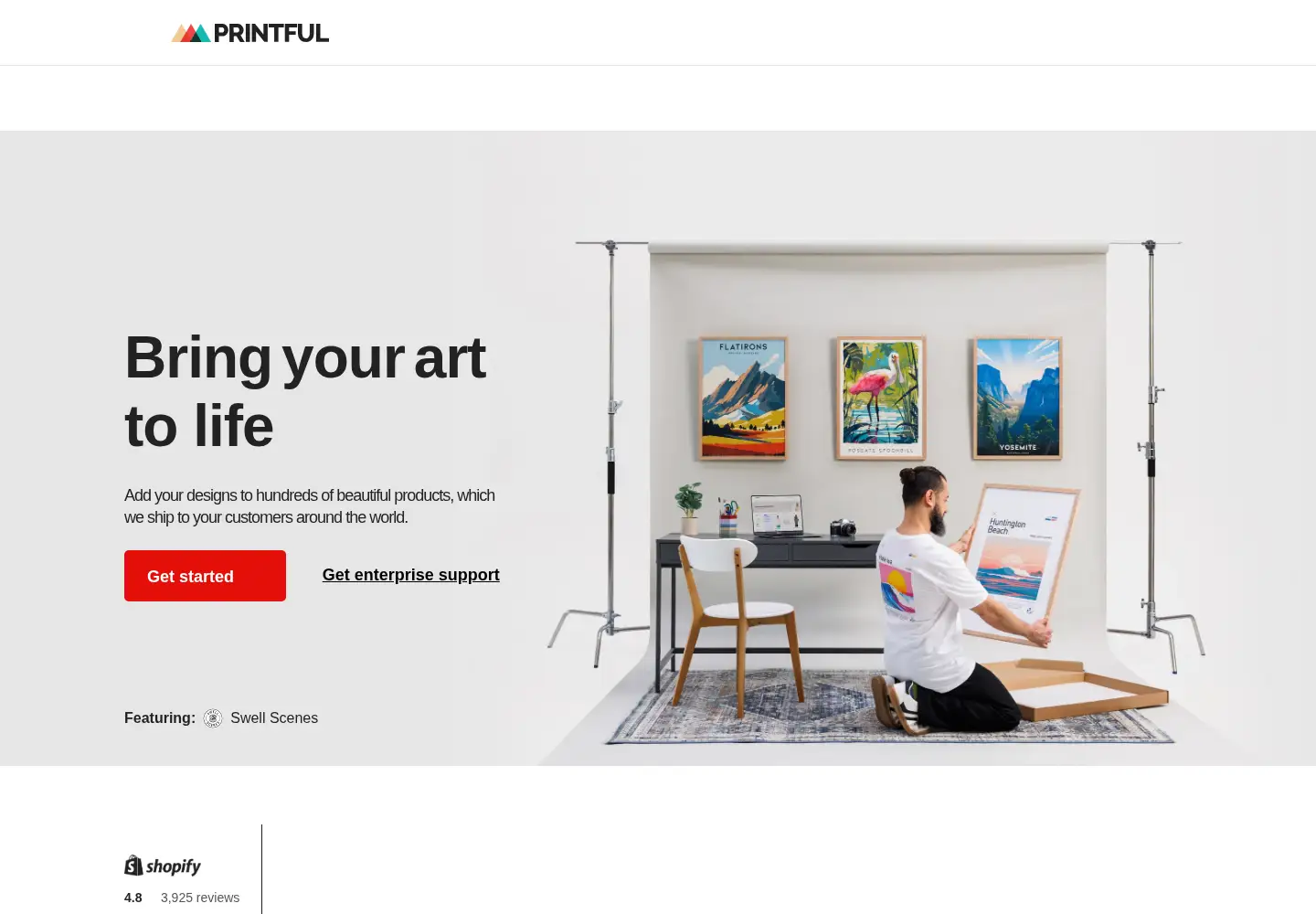 Screenshot of printful.com