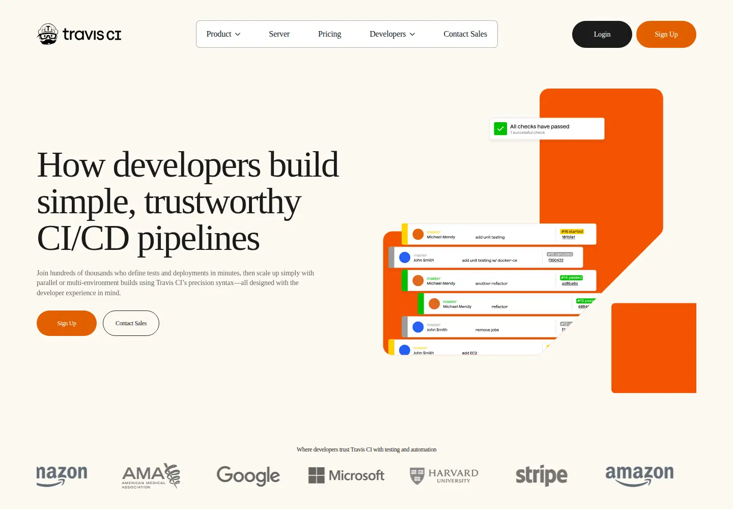 Captured homepage of travis-ci.org in the current scan