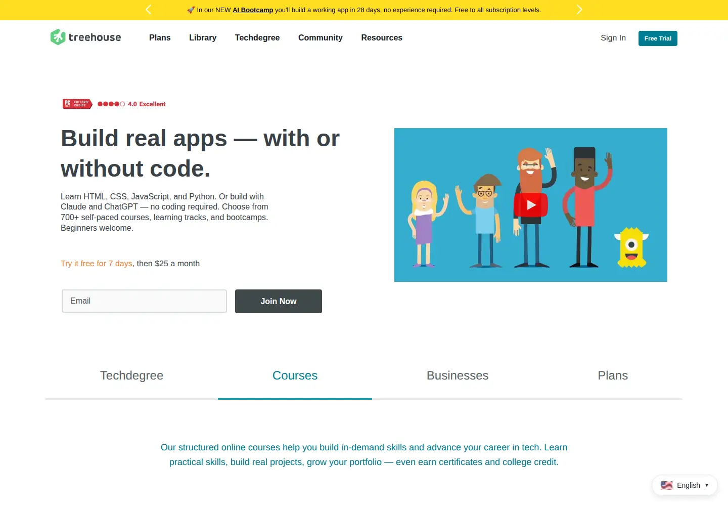 Captured homepage of teamtreehouse.com in the current scan