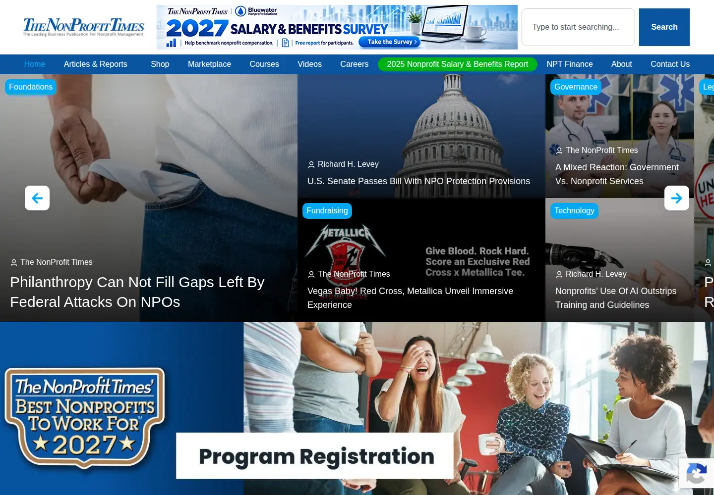 Captured homepage of thenonprofittimes.com in the current scan