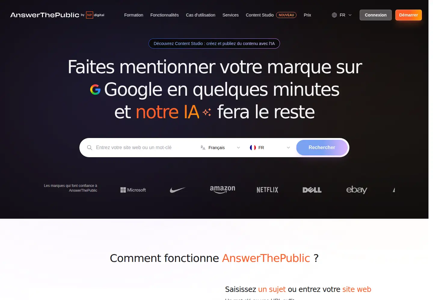 Screenshot of answerthepublic.com