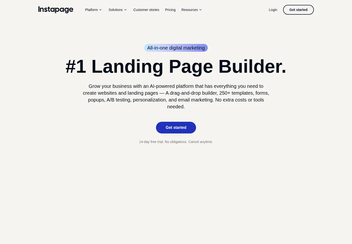 Screenshot of instapage.com