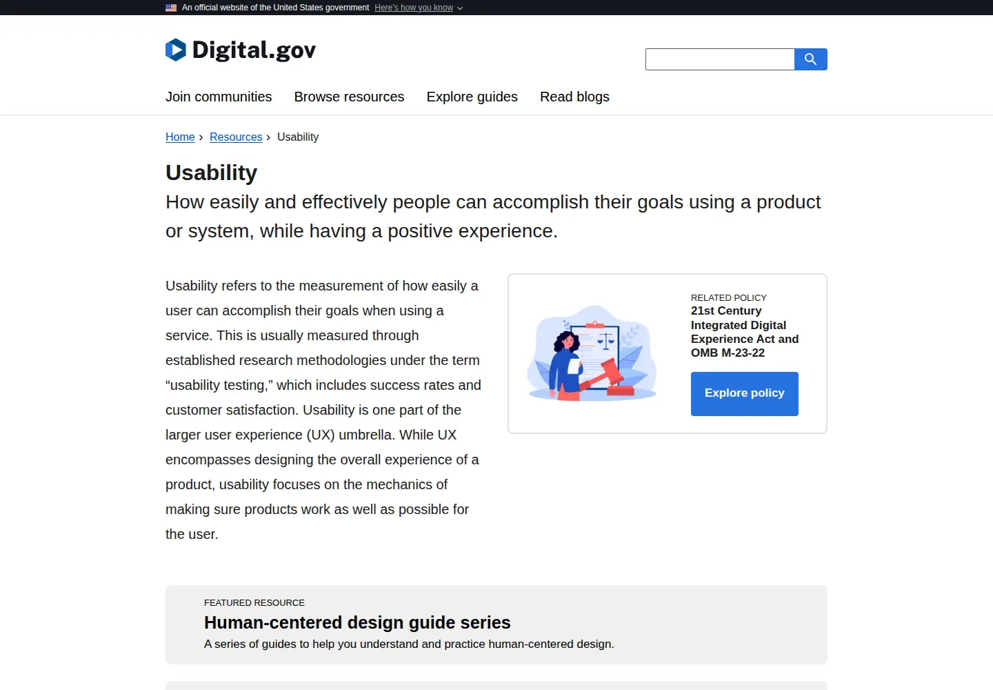 Screenshot of usability.gov