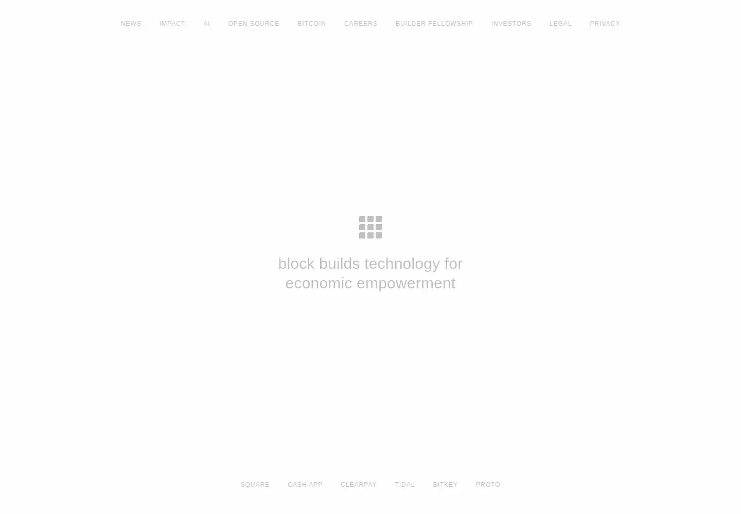 Captured homepage of block.xyz in the current scan