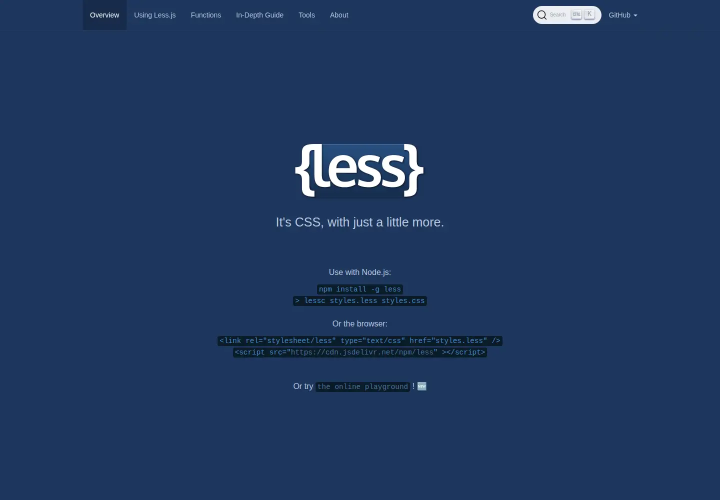 Screenshot of lesscss.org