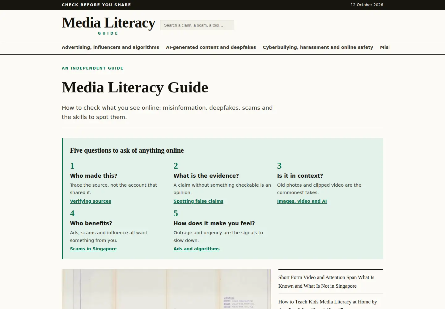 Screenshot of medialiteracycouncil.sg