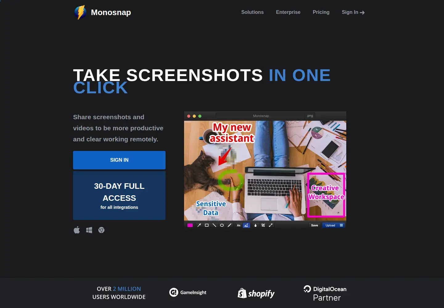Screenshot of monosnap.com
