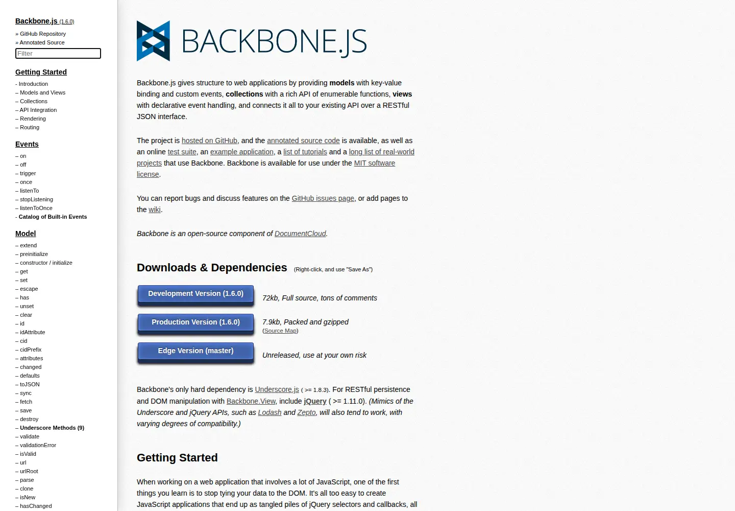 Captured homepage of backbonejs.org in the current scan