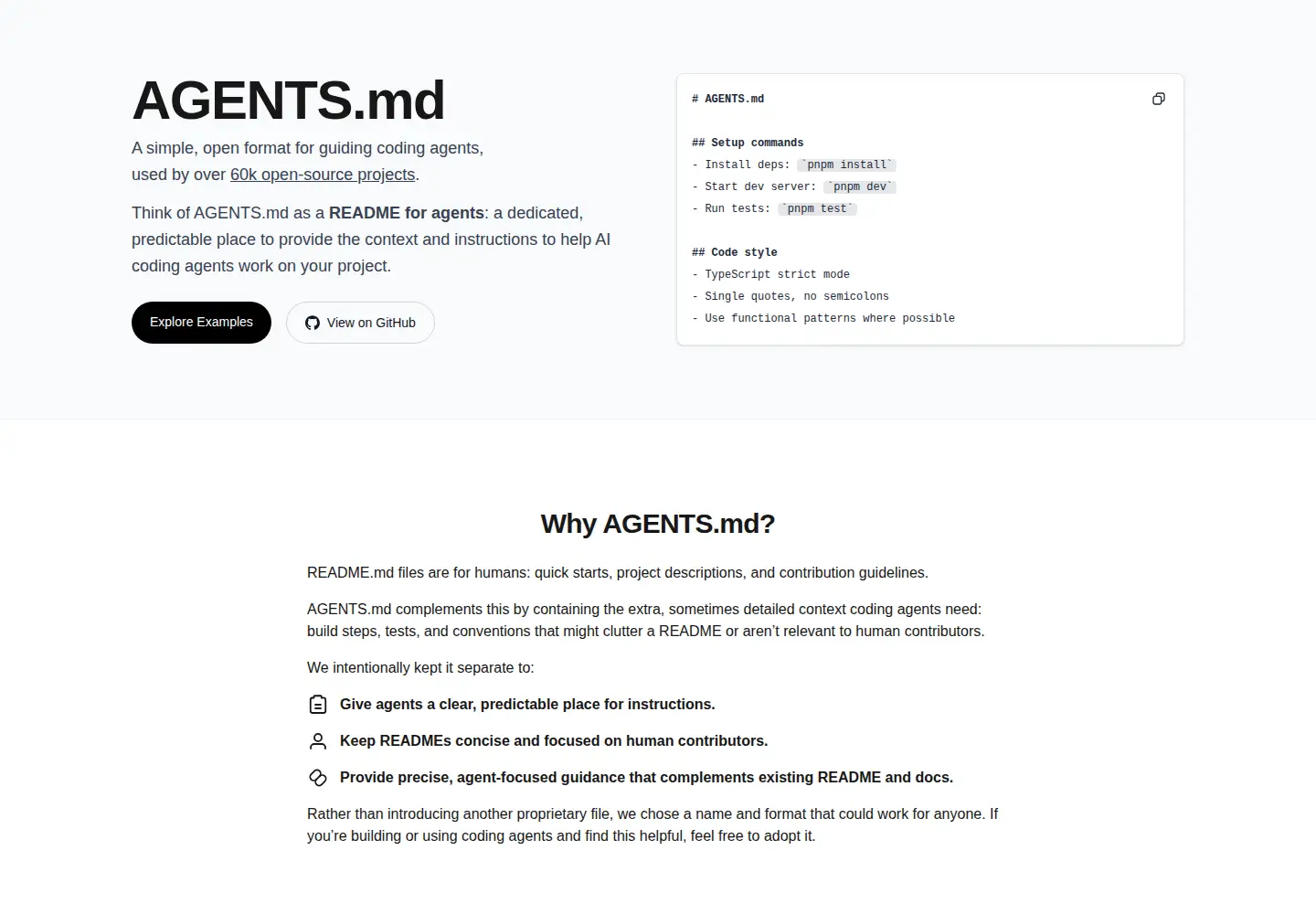 Screenshot of agents.md