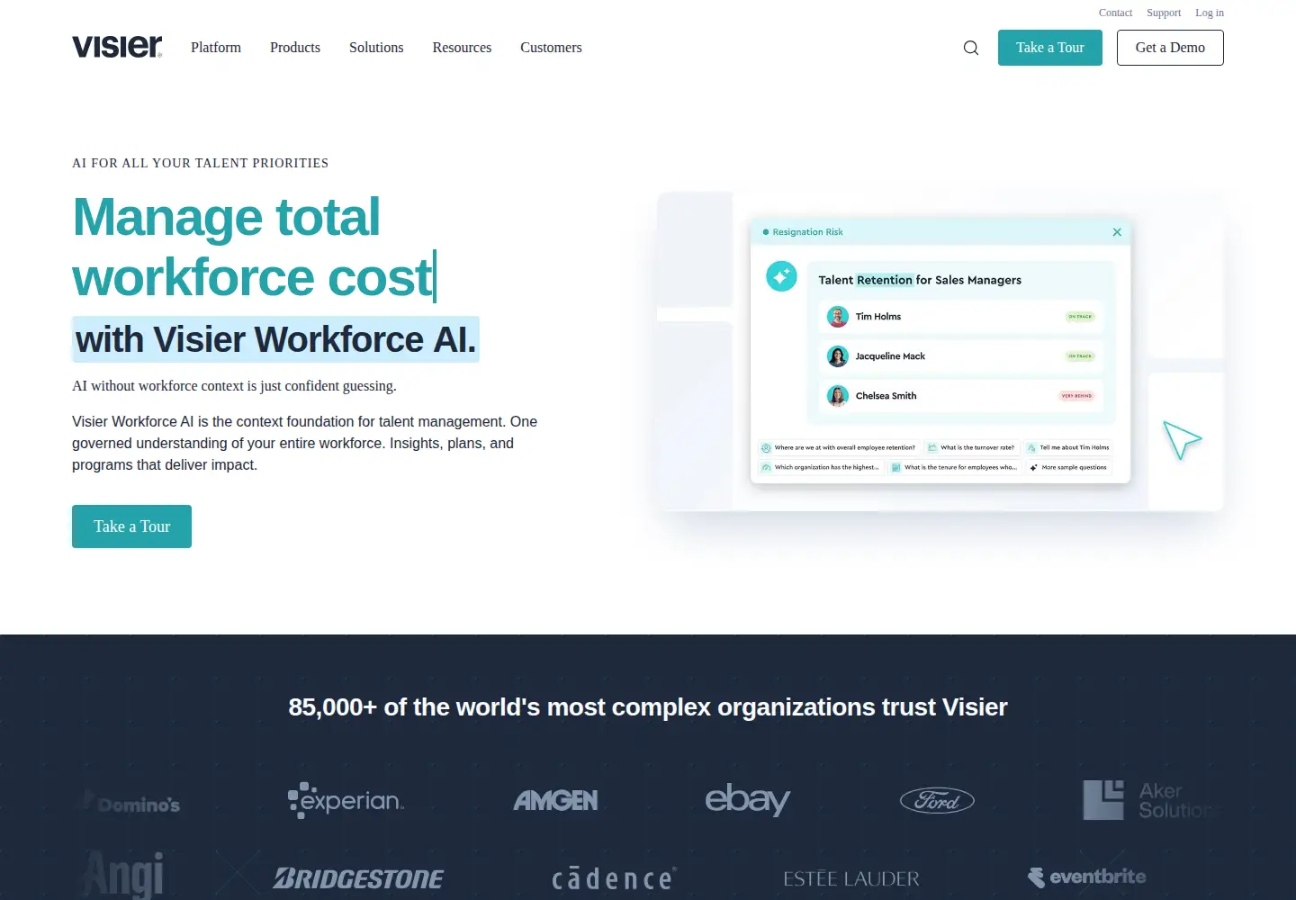 Captured homepage of visier.com in the current scan