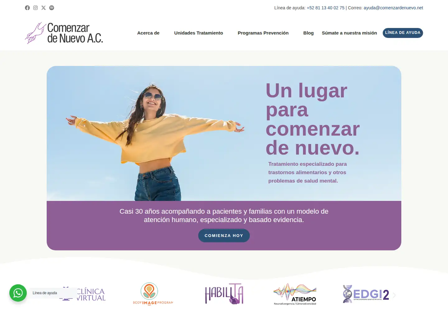 Screenshot of comenzardenuevo.org