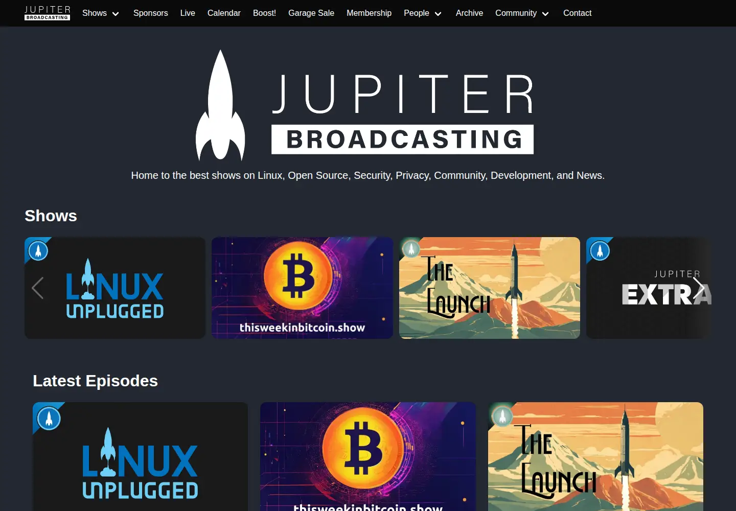 Screenshot of jupiterbroadcasting.com