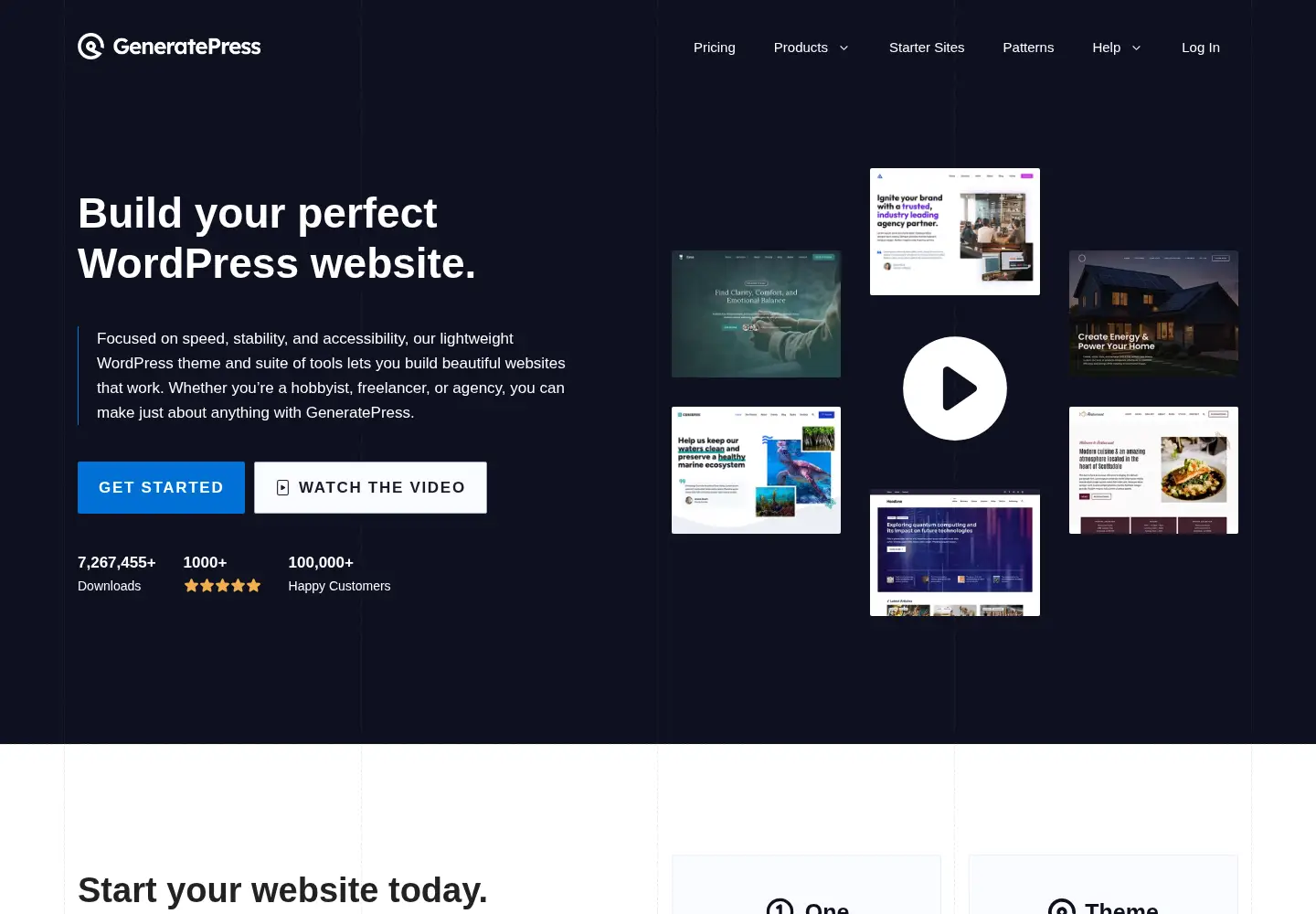 Captured homepage of generatepress.com in the current scan