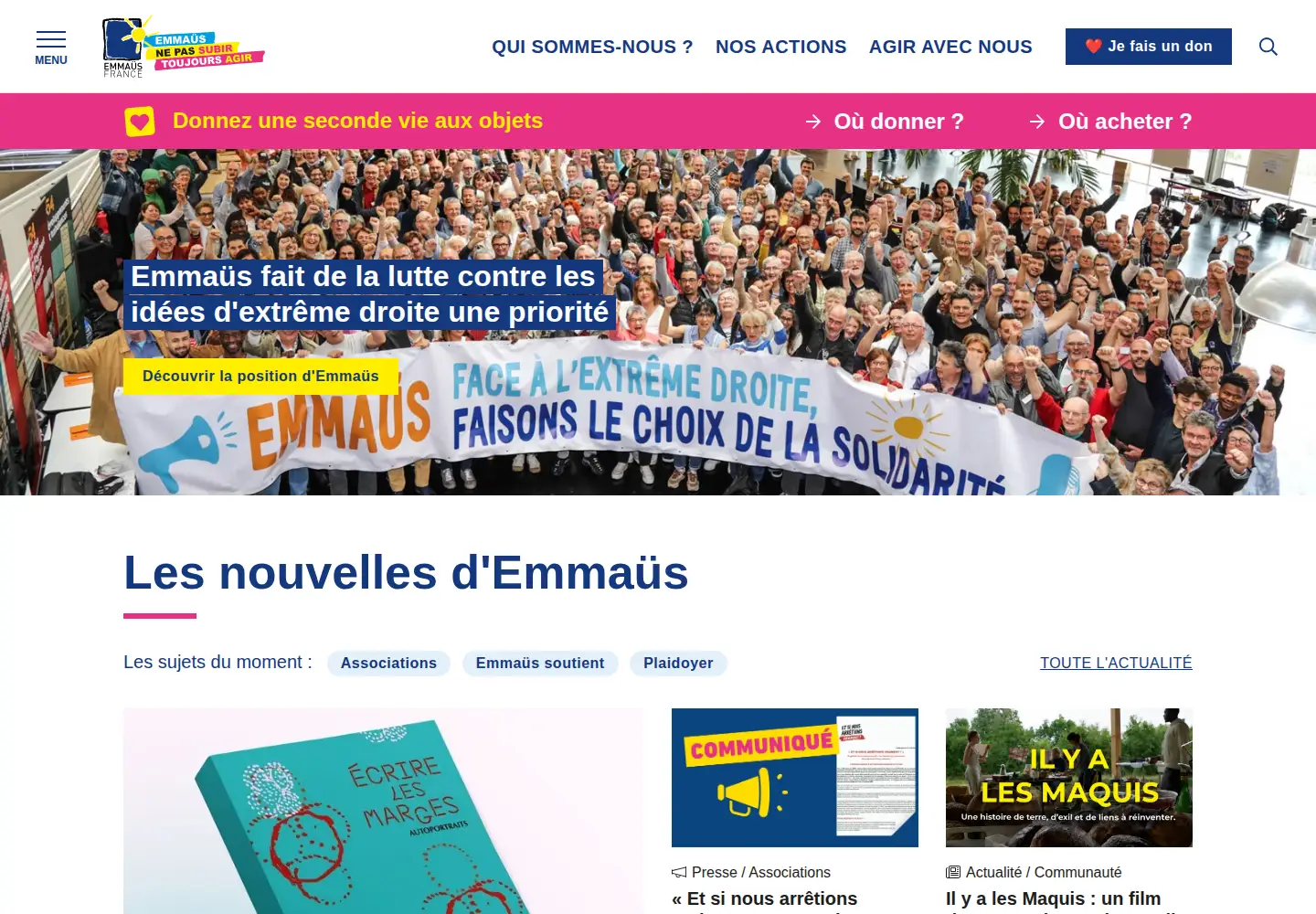 Captured homepage of emmaus-france.org in the current scan