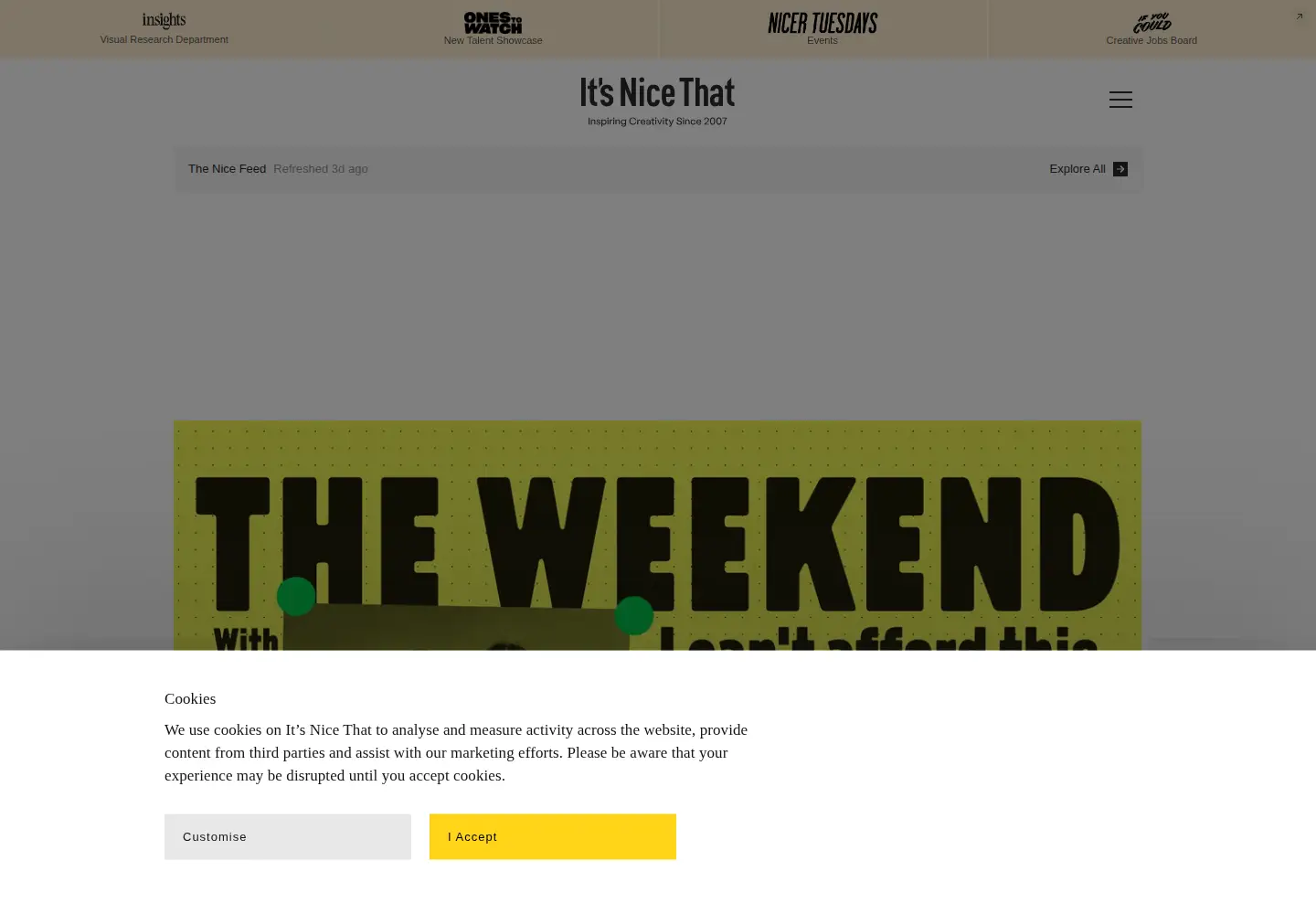 Captured homepage of itsnicethat.com in the current scan